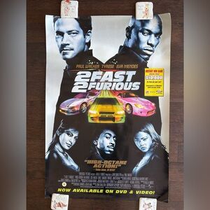 2 FAST 2 FURIOUS Original One Sheet Store Promo Movie Poster - 2003 -PAUL WALKER